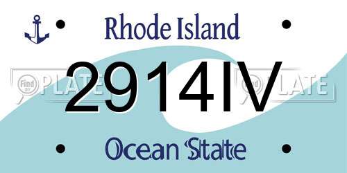 2914IV Rhode Island License Plate