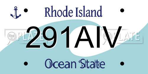 291AIV Rhode Island License Plate