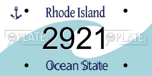 2921 Rhode Island License Plate