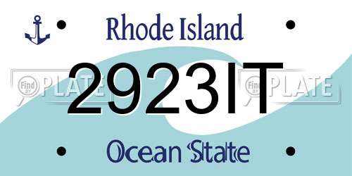 2923IT Rhode Island License Plate