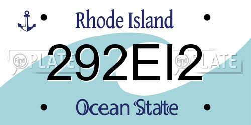 292EI2 Rhode Island License Plate