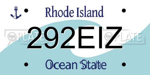292EIZ Rhode Island License Plate