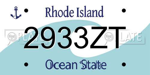 2933ZT Rhode Island License Plate
