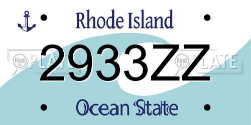 2933ZZ Rhode Island License Plate