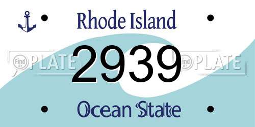 2939 Rhode Island License Plate