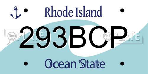 293BCP Rhode Island License Plate
