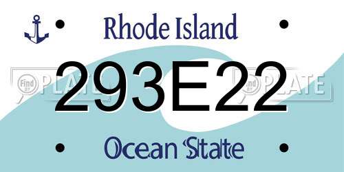 293E22 Rhode Island License Plate