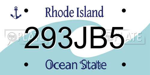293JB5 Rhode Island License Plate