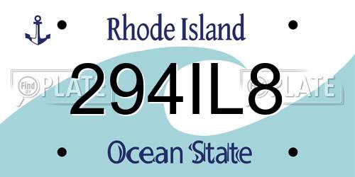 294IL8 Rhode Island License Plate