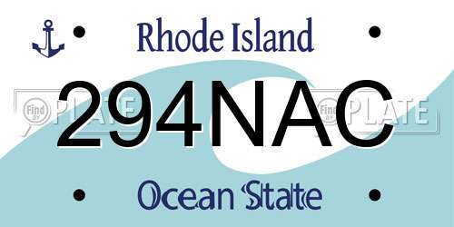 294NAC Rhode Island License Plate