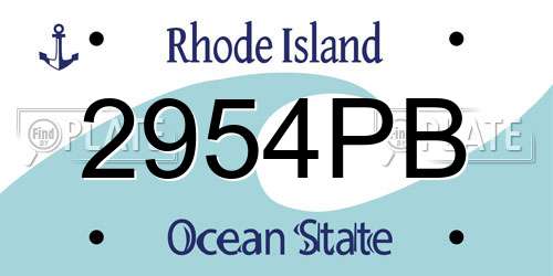 2954PB Rhode Island License Plate