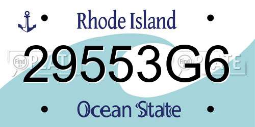 29553G6 Rhode Island License Plate