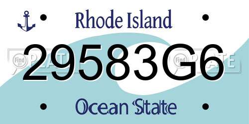 29583G6 Rhode Island License Plate