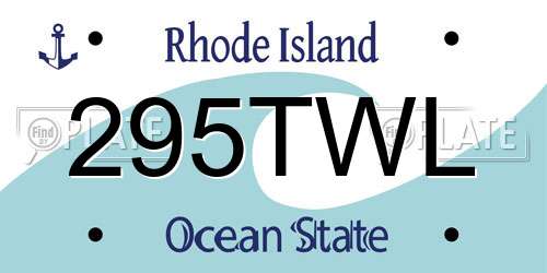 295TWL Rhode Island License Plate