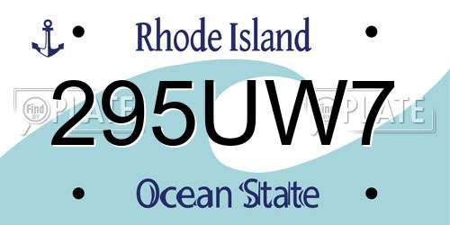 295UW7 Rhode Island License Plate