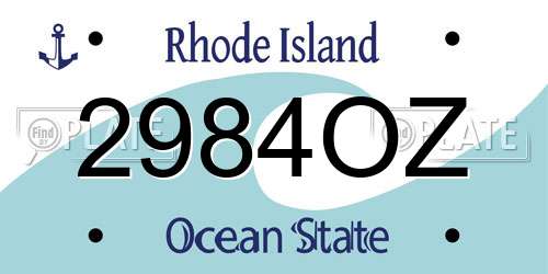 2984OZ Rhode Island License Plate