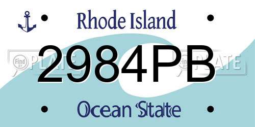 2984PB Rhode Island License Plate