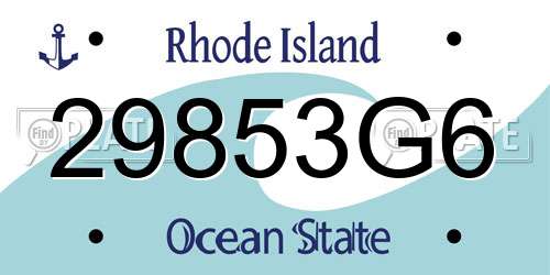 29853G6 Rhode Island License Plate