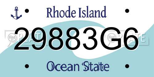 29883G6 Rhode Island License Plate