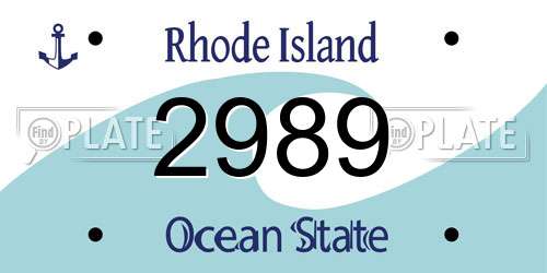 2989 Rhode Island License Plate