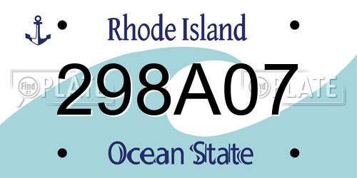 298A07 Rhode Island License Plate