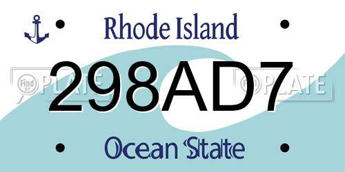 298AD7 Rhode Island License Plate