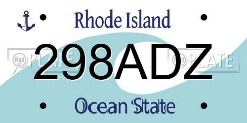 298ADZ Rhode Island License Plate