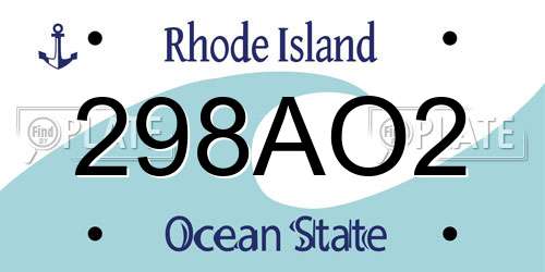 298AO2 Rhode Island License Plate