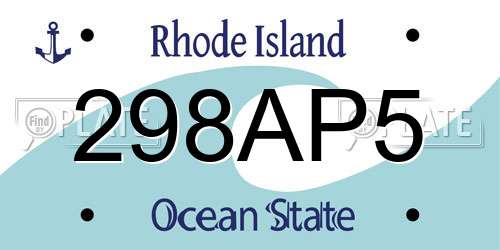 298AP5 Rhode Island License Plate