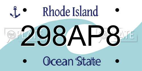298AP8 Rhode Island License Plate