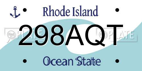 298AQT Rhode Island License Plate