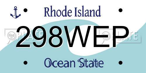 298WEP Rhode Island License Plate
