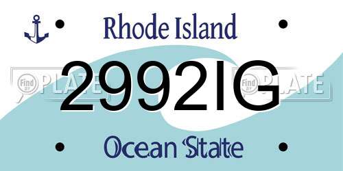 2992IG Rhode Island License Plate