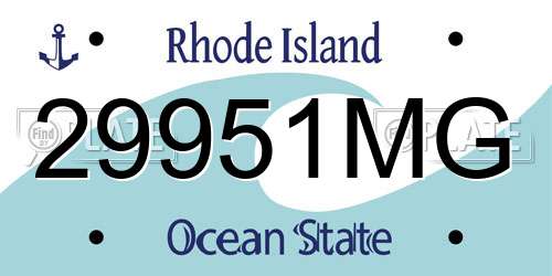 29951MG Rhode Island License Plate