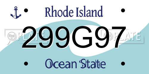 299G97 Rhode Island License Plate