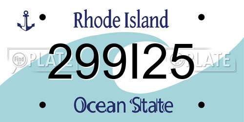 299I25 Rhode Island License Plate