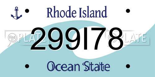 299I78 Rhode Island License Plate