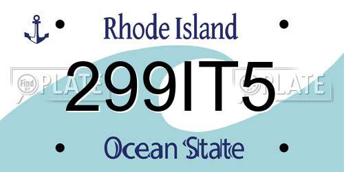 299IT5 Rhode Island License Plate