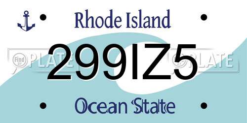 299IZ5 Rhode Island License Plate