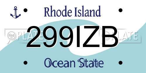 299IZB Rhode Island License Plate