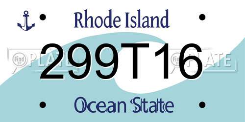 299T16 Rhode Island License Plate