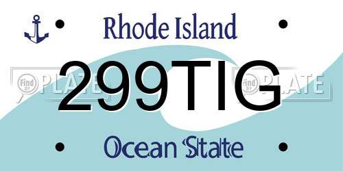299TIG Rhode Island License Plate