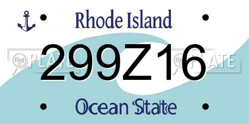 299Z16 Rhode Island License Plate