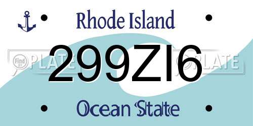 299ZI6 Rhode Island License Plate