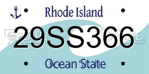 29SS366 Rhode Island License Plate