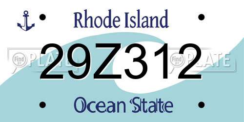 29Z312 Rhode Island License Plate