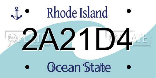 2A21D4 Rhode Island License Plate