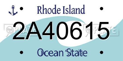 2A40615 Rhode Island License Plate