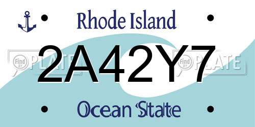 2A42Y7 Rhode Island License Plate