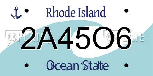 2A45O6 Rhode Island License Plate